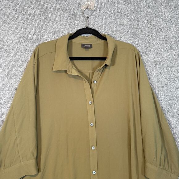 J.Jill Shirt Womens 3X XXXL Green Button Up Flowy Bohemian Plus Size Blouse - Picture 3 of 10